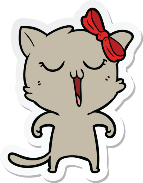 Bir insan tarafından çizilmiş çizgi film kedisinin çıkartması.