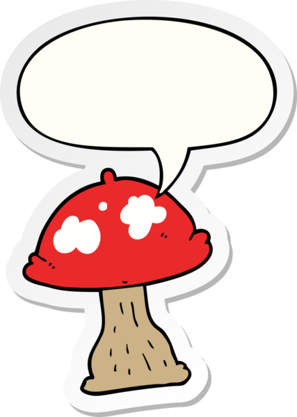 Bir insan tarafından çizilmiş konuşma balonu çıkartmalı mantar mantarı.