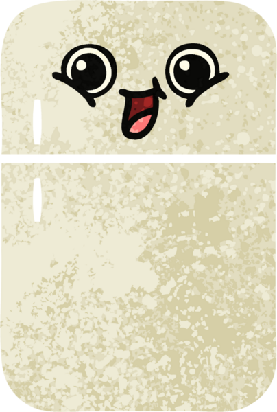 Bir insan tarafından çizilmiş buzdolabının retro çizim tarzı karikatürü.