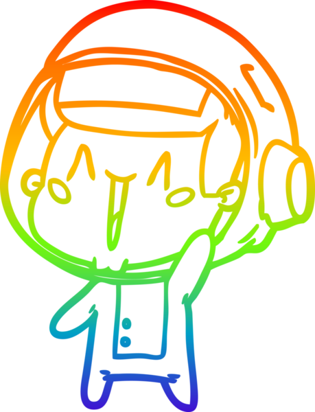 Gökkuşağı gradyan çizimi mutlu bir astronot çizimi bir insan tarafından çizilmiş