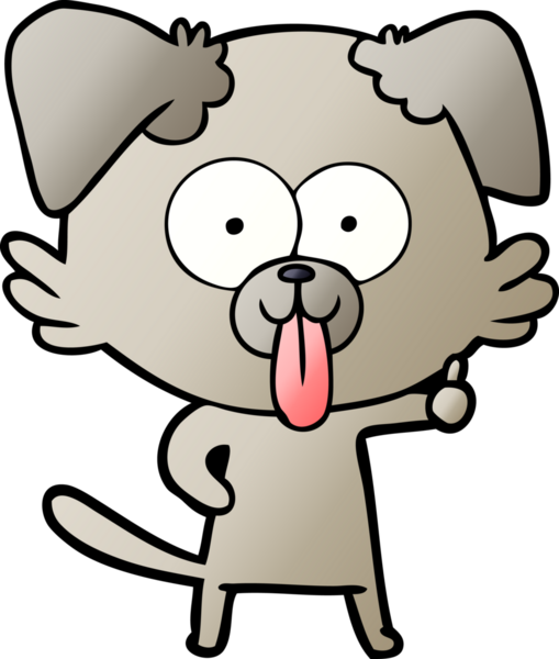 Bir insan tarafından çizilmiş dilli çizgi film köpeği.