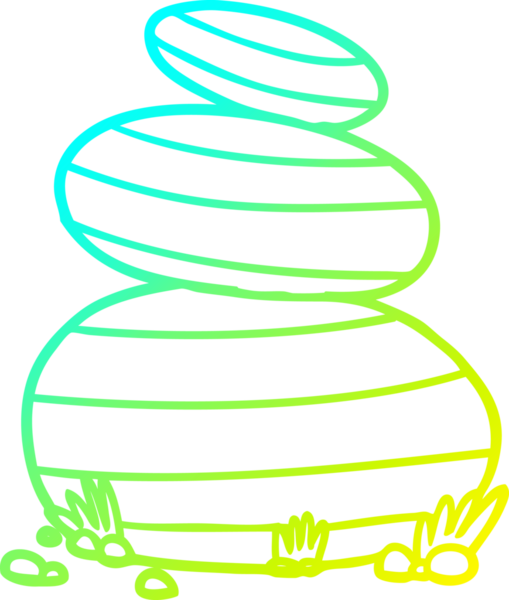 Bir insan tarafından çizilmiş büyük istiflenmiş taş karikatürünün soğuk gradyan çizimi.