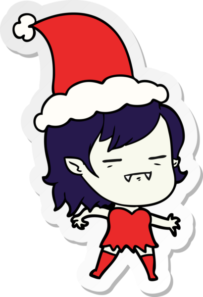 Bir insan tarafından çizilmiş Noel Baba şapkası giyen ölümsüz bir vampir kızın el yazısı.