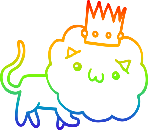 Gökkuşağı gradyan çizgi çizimi Bir insan tarafından çizilmiş taç ile bir çizgi aslan