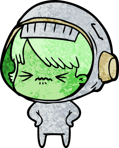 Bir insan tarafından çizilmiş kalçaları olan kızgın uzay kızı.