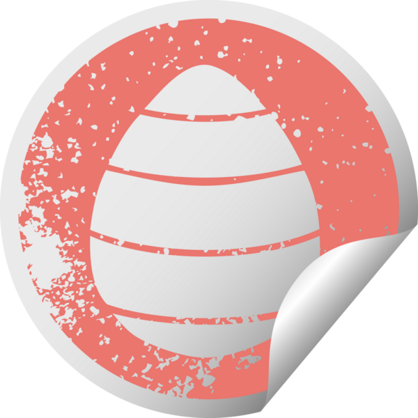 Sıkıntılı dairesel kabuk soyma etiketi bir insan tarafından çizilmiş tuhaf bir paskalya yumurtası.