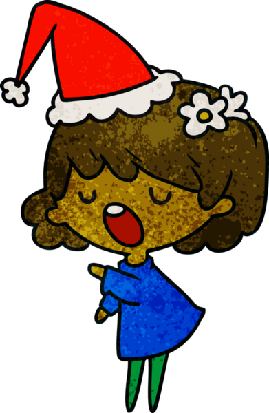 Bir insan tarafından çizilmiş kawai kızının el çizimi karikatürü.