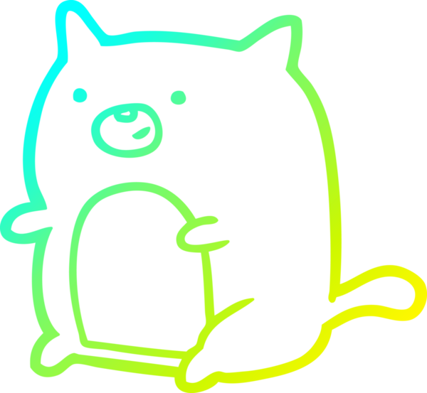 Bir insan tarafından çizilen çizgi film kedisinin soğuk gradyan çizgisi.