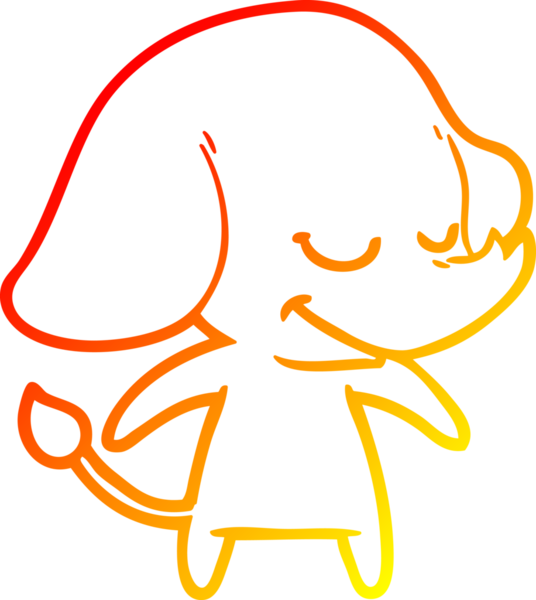 Bir insan tarafından çizilmiş gülümseyen bir filin sıcak çizgi çizimi