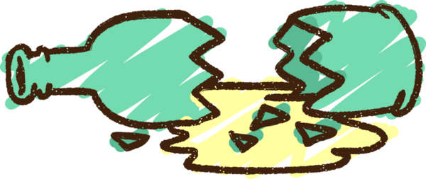 Parçalanmış Şişe Tebeşiri Bir insan tarafından çizilmiş