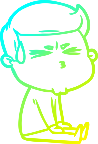 Bir insan tarafından çizilmiş terleyen bir çizgi film karakteri çizimi.