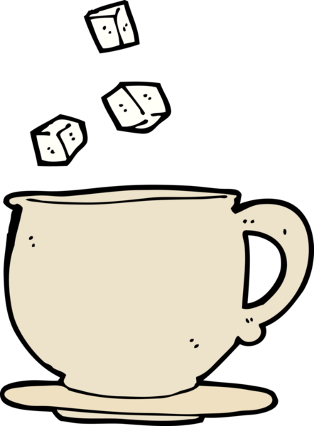 Bir insan tarafından çizilmiş şekerli çay fincanı.