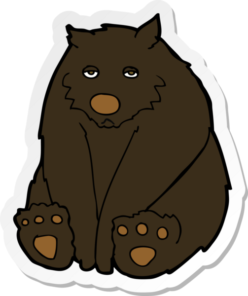 Bir insan tarafından çizilmiş mutsuz bir kara ayının çıkartması.