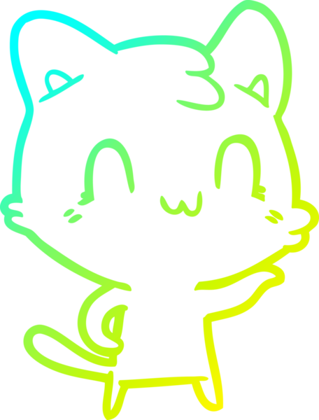 Bir insan tarafından çizilen mutlu çizgi bir kedinin soğuk gradyan çizimi