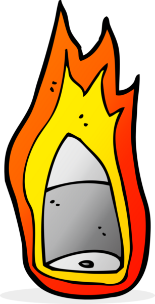 Bir insan tarafından çizilmiş alevli bir mermi.