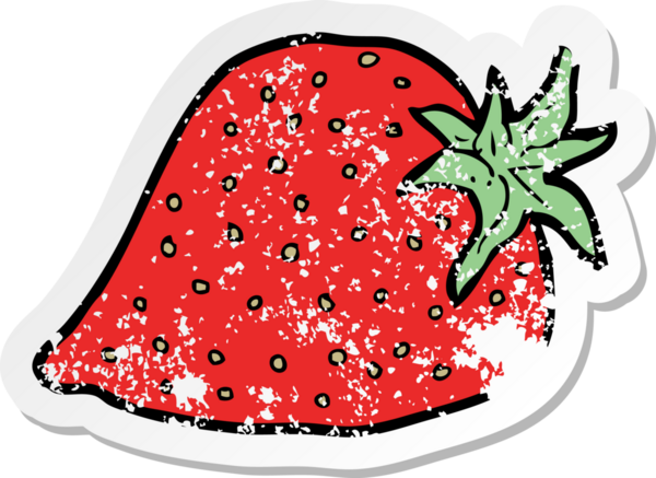 Bir insan tarafından çizilmiş karikatür çileğinin gerilimli yapıştırması.