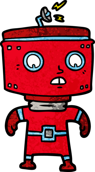 Bir insan tarafından çizilmiş çizgi film robotu