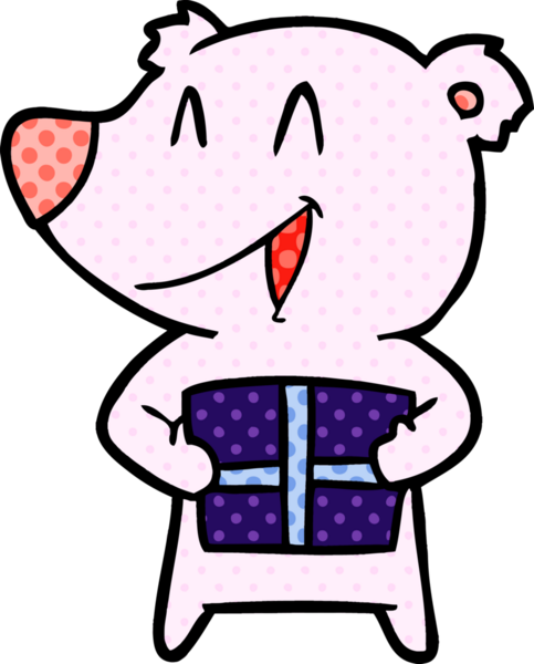 bir insan tarafından çizilmiş hediye ile cartppm ayısı