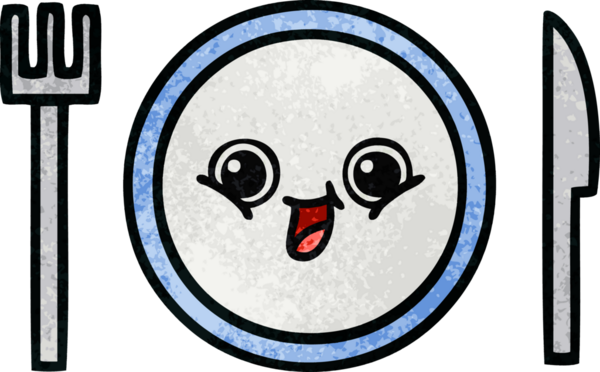 Bir insan tarafından çizilmiş yemek tabağının retro grunge deseni.