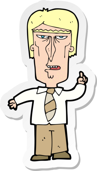 Bir insan tarafından çizilmiş huysuz bir patronun çıkartması.