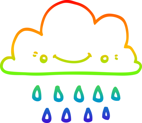 Gökkuşağı gradyan çizgi çizimi bir insan tarafından çizilmiş fırtına bulutu