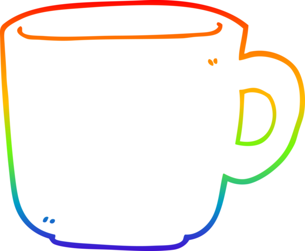 gökkuşağı gradyan çizgi çizimi bir insan tarafından çizilmiş bir kahve fincanı