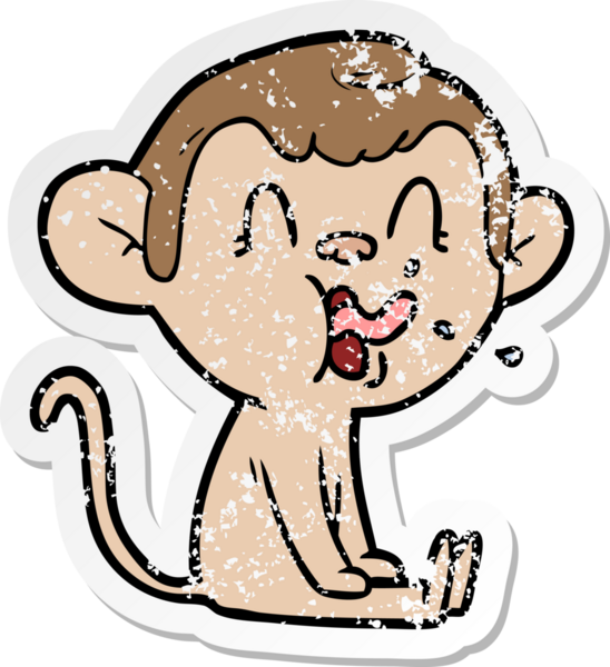 Bir insan tarafından çizilmiş deli bir çizgi maymunun sıkıntılı çıkartması.