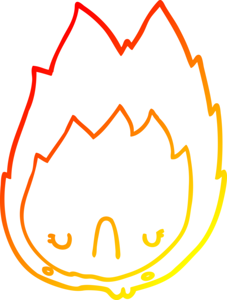 Bir insan tarafından çizilen mutsuz ateşin çizgi çizimi.