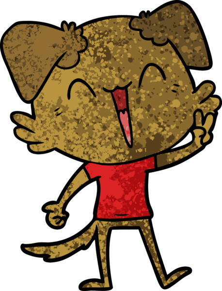 Bir insan tarafından çizilmiş küçük mutlu köpek çizgi filmi.