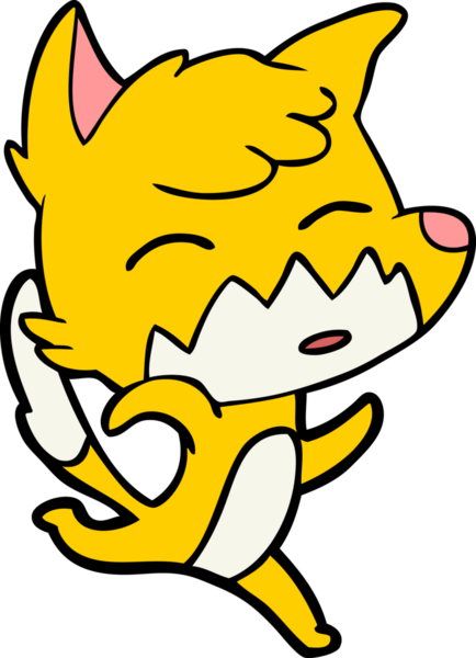 Bir insan tarafından çizilmiş tilki çizgi film karakteri