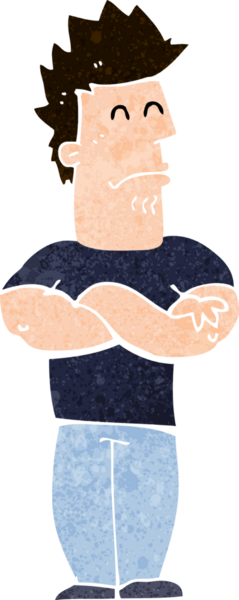 Bir insan tarafından çizilmiş somurtkan bir adam.