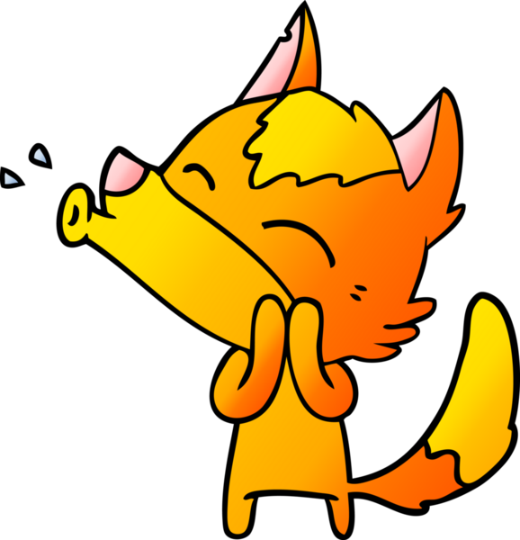 Bir insan tarafından çizilmiş tilki çizgi film karakteri