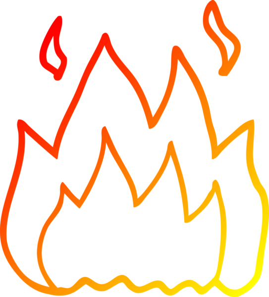 Bir insan tarafından çizilen yanan çizgi filmin sıcak eğimli çizgisi.