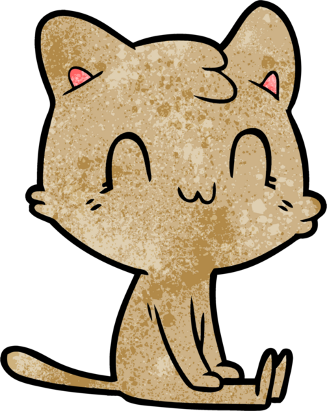 Bir insan tarafından çizilmiş mutlu bir kedi.