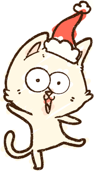 Bir insan tarafından çizilen Noel Kedisi Tebeşiri