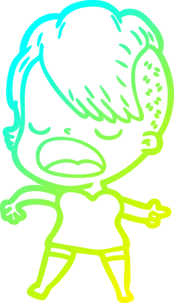 Bir insan tarafından çizilmiş havalı bir hippi kızın soğuk gradyan çizimi.