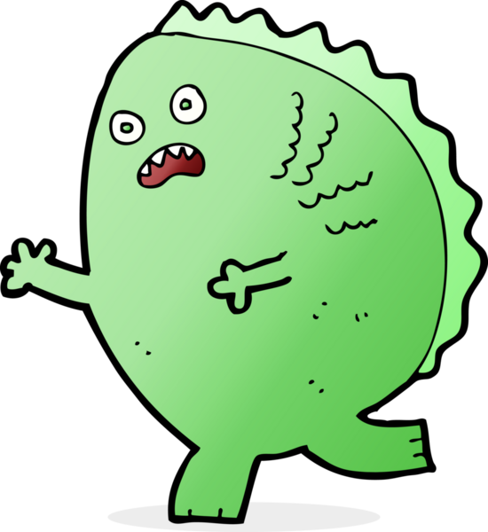 Bir insan tarafından çizilmiş çizgi film canavarı.