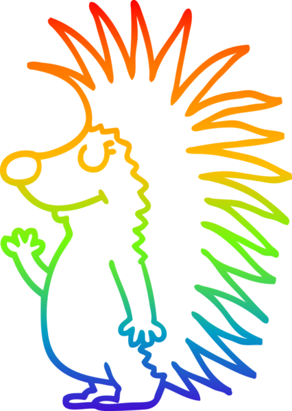 gökkuşağı gradyan çizgi çizimi Bir insan tarafından çizilmiş dikenli kirpi