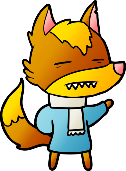 Bir insan tarafından çizilmiş tilki çizgi film karakteri