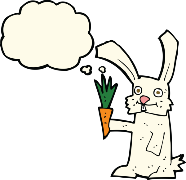 Bir insan tarafından çizilmiş havuçlu çizgi film tavşanı.