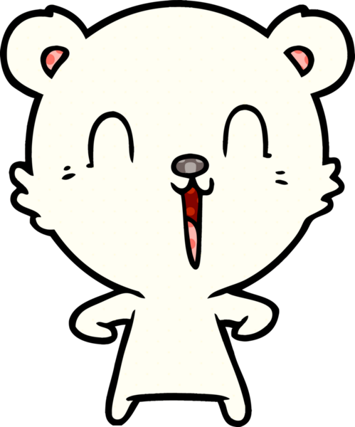 Bir insan tarafından çizilmiş mutlu kutup ayısı çizgi filmi.