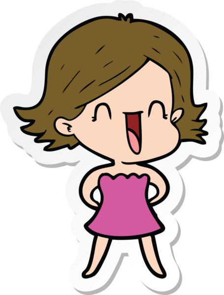 Bir insan tarafından çizilmiş mutlu bir kadının çıkartması.