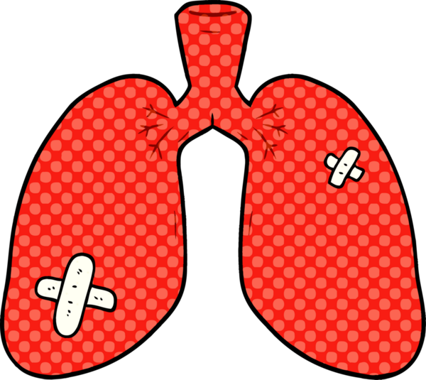 Karikatür bir insan tarafından çizilmiş akciğerleri onardı.