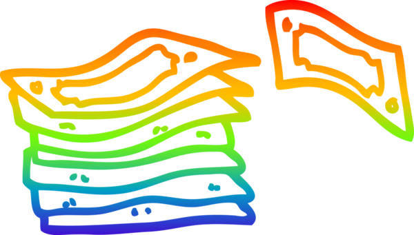 Gökkuşağı gradyan çizgi çizimi bir insan tarafından çizilmiş para yığını