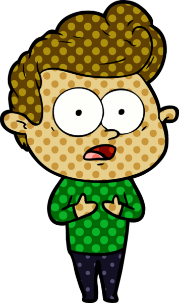 Bir insan tarafından çizilmiş çizgi film bakışlı adam.