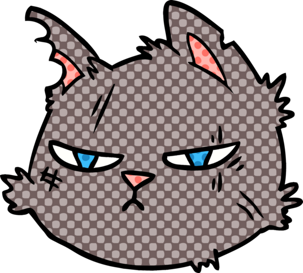 Bir insan tarafından çizilmiş sert kedi yüzü.