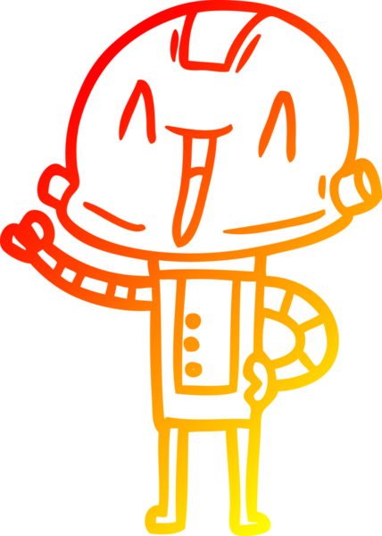 Bir insan tarafından çizilen çizgi film robotunun sıcak çizgi çizimi