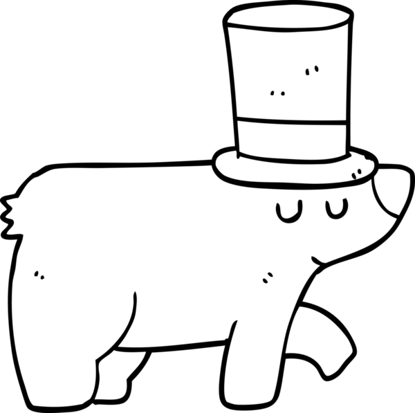 Bir insan tarafından çizilmiş silindir şapkalı bir ayı.