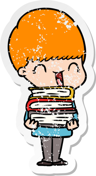 Bir insan tarafından çizilmiş mutlu çizgi film çocuğunun sıkıntılı çıkartması.