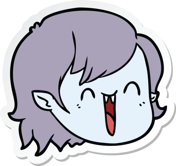 Bir insan tarafından çizilmiş vampir kız yüzünün çıkartması.